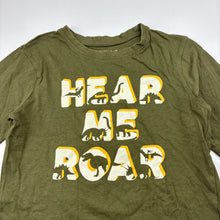 Load image into Gallery viewer, Boys Primark, khaki cotton long-sleeve top, dinosaurs, GUC, size 6-7,