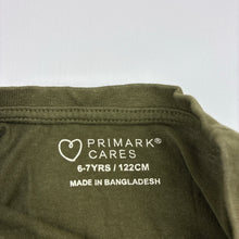 Load image into Gallery viewer, Boys Primark, khaki cotton long-sleeve top, dinosaurs, GUC, size 6-7,