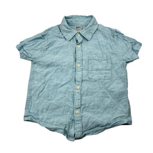 Load image into Gallery viewer, Boys Anko, blue linen / cotton short sleeve shirt, EUC, size 2,