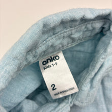 Load image into Gallery viewer, Boys Anko, blue linen / cotton short sleeve shirt, EUC, size 2,