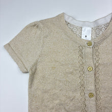 Load image into Gallery viewer, Girls Target, knitted cotton / gold metallic short sleeve top, EUC, size 6,