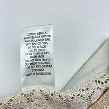Load image into Gallery viewer, Girls Target, knitted cotton / gold metallic short sleeve top, EUC, size 6,
