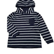 Load image into Gallery viewer, Unisex H&amp;T, navy &amp; white stripe hooded long-sleeve top, EUC, size 4,