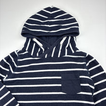 Load image into Gallery viewer, Unisex H&amp;T, navy &amp; white stripe hooded long-sleeve top, EUC, size 4,