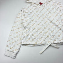 Load image into Gallery viewer, Girls Guess, white &amp; gold cotton hoodie sweater, EUC, size 12,