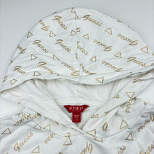 Load image into Gallery viewer, Girls Guess, white &amp; gold cotton hoodie sweater, EUC, size 12,
