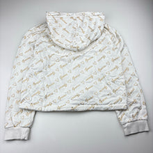 Load image into Gallery viewer, Girls Guess, white &amp; gold cotton hoodie sweater, EUC, size 12,