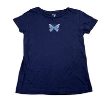 Load image into Gallery viewer, Girls Brilliant Basics, navy cotton t-shirt, butterfly, FUC, size 7,