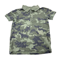 Load image into Gallery viewer, Boys Cotton On, khaki camo print cotton polo shirt, top, FUC, size 5,