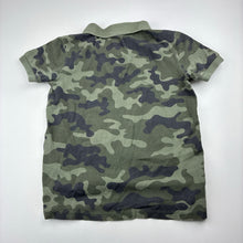 Load image into Gallery viewer, Boys Cotton On, khaki camo print cotton polo shirt, top, FUC, size 5,