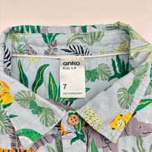Load image into Gallery viewer, Boys Anko, cotton short sleeve shirt, jungle animals, EUC, size 7,