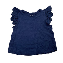 Load image into Gallery viewer, Girls Brilliant Basics, broderie trim navy cotton top, GUC, size 3,