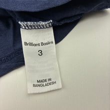 Load image into Gallery viewer, Girls Brilliant Basics, broderie trim navy cotton top, GUC, size 3,