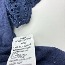 Load image into Gallery viewer, Girls Brilliant Basics, broderie trim navy cotton top, GUC, size 3,
