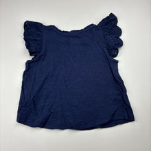 Load image into Gallery viewer, Girls Brilliant Basics, broderie trim navy cotton top, GUC, size 3,