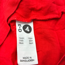 Load image into Gallery viewer, Unisex KID, red cotton t-shirt, EUC, size 4,