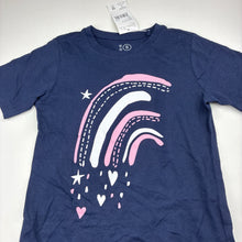 Load image into Gallery viewer, Girls KID, navy cotton t-shirt, rainbow, NEW, size 5,