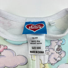 Load image into Gallery viewer, Girls Care Bears, cotton zip romper, GUC, size 000,