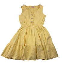 Load image into Gallery viewer, Girls Rosie Cheeks, yellow linen blend sleeveless dress, GUC, size 4, L: 55cm