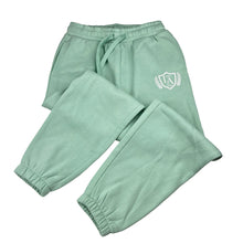 Load image into Gallery viewer, Girls KID, green fleece lined track pants elasticated, EUC, size 8,