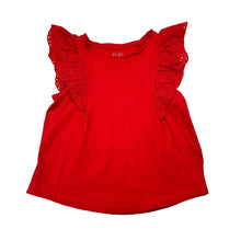 Load image into Gallery viewer, Girls KID, red broderie trim cotton top, FUC, size 3,