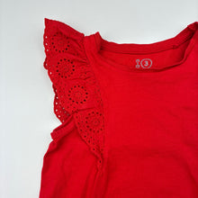 Load image into Gallery viewer, Girls KID, red broderie trim cotton top, FUC, size 3,