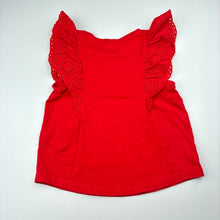 Load image into Gallery viewer, Girls KID, red broderie trim cotton top, FUC, size 3,