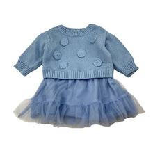 Load image into Gallery viewer, Girls Target, spliced knitted cotton &amp; tulle dress, EUC, size 000, L: 35cm