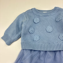Load image into Gallery viewer, Girls Target, spliced knitted cotton &amp; tulle dress, EUC, size 000, L: 35cm