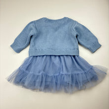 Load image into Gallery viewer, Girls Target, spliced knitted cotton &amp; tulle dress, EUC, size 000, L: 35cm
