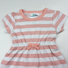 Load image into Gallery viewer, Girls 4 Baby, pink &amp; white stripe cotton dress, EUC, size 000, L: 30cm