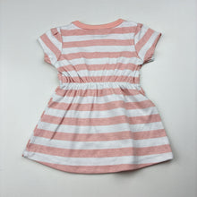Load image into Gallery viewer, Girls 4 Baby, pink &amp; white stripe cotton dress, EUC, size 000, L: 30cm