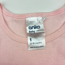 Load image into Gallery viewer, Girls Anko, pink soft cotton bodysuit / romper, EUC, size 1,
