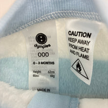 Load image into Gallery viewer, Unisex Dymples, soft fleece zip romper, EUC, size 000,