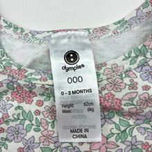 Load image into Gallery viewer, Girls Dymples, floral stretchy bodysuit / romper, GUC, size 000,
