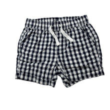 Load image into Gallery viewer, Boys Target, navy check cotton shorts, elasticated, GUC, size 0,