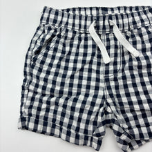Load image into Gallery viewer, Boys Target, navy check cotton shorts, elasticated, GUC, size 0,
