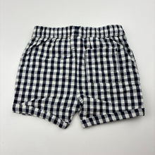 Load image into Gallery viewer, Boys Target, navy check cotton shorts, elasticated, GUC, size 0,