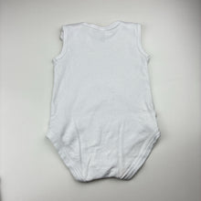 Load image into Gallery viewer, Unisex Baby Berry, white cotton bodysuit / romper, pilling, FUC, size 1,