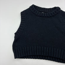 Load image into Gallery viewer, Girls Zara, black knitted cotton cropped sleeveless sweater, FUC, size 6-7,