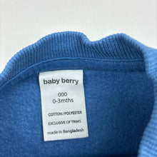 Load image into Gallery viewer, Unisex Baby Berry, blue fleece lined sweater / jumper, EUC, size 000,