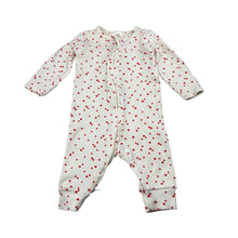 Load image into Gallery viewer, Girls Dymples, ribbed stretchy zip romper, GUC, size 000,