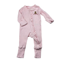Load image into Gallery viewer, Girls HUGGIES, ribbed organic cotton zip romper, GUC, size 000,