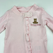 Load image into Gallery viewer, Girls HUGGIES, ribbed organic cotton zip romper, GUC, size 000,