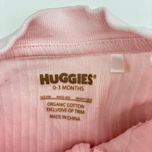 Load image into Gallery viewer, Girls HUGGIES, ribbed organic cotton zip romper, GUC, size 000,