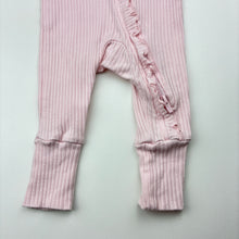 Load image into Gallery viewer, Girls HUGGIES, ribbed organic cotton zip romper, GUC, size 000,