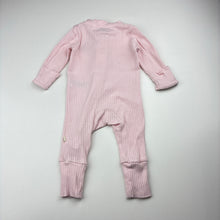 Load image into Gallery viewer, Girls HUGGIES, ribbed organic cotton zip romper, GUC, size 000,