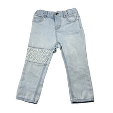 Load image into Gallery viewer, Girls H&amp;M, stretch denim jeans, adjustable, FUC, size 1-2,