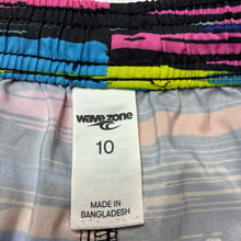 Load image into Gallery viewer, Boys Wave Zone, colourful lightweight board shorts, elasticated, EUC, size 10,