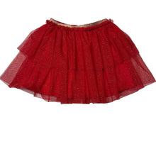 Load image into Gallery viewer, Girls Anko, lined red tulle &amp; gold glitter skirt, elasticated, GUC, size 5,